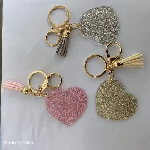 Glitter Acrylic Keychain Blank w/ Hook n Tassel image by Work Of Craft Store