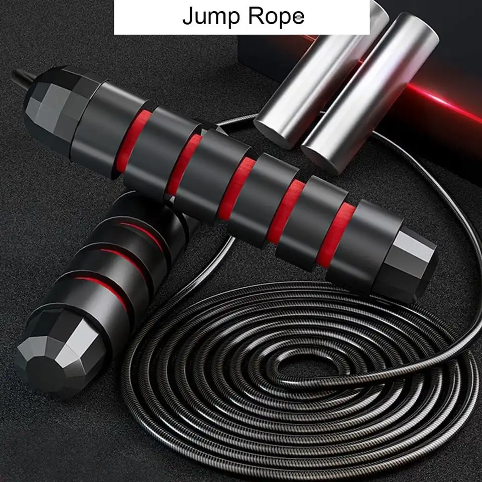 Weighted Handle Skipping Rope /Jump Rope (Black and Red) image by Muscly Fitness Shop