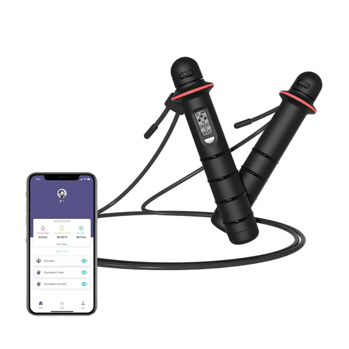 Muscly 6mm Weighted 2in1 Smart Bluetooth Calorie Skipping Rope /Jump Rope with Cordless Ropes image by Muscly Fitness Shop
