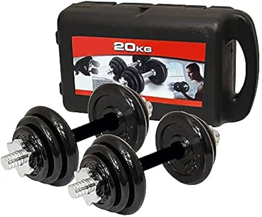 20kg Adjustable Cast Iron Dumbbells Set in a Case image by Muscly Fitness Shop