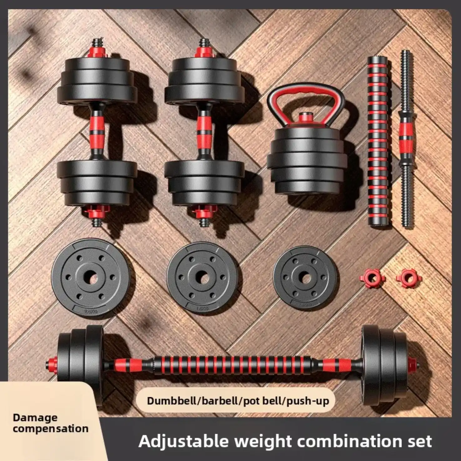 20kg 4in1 Vinyl Adjustable Dumbbells, Barbell and Kettlebell Set image by Muscly Fitness Shop