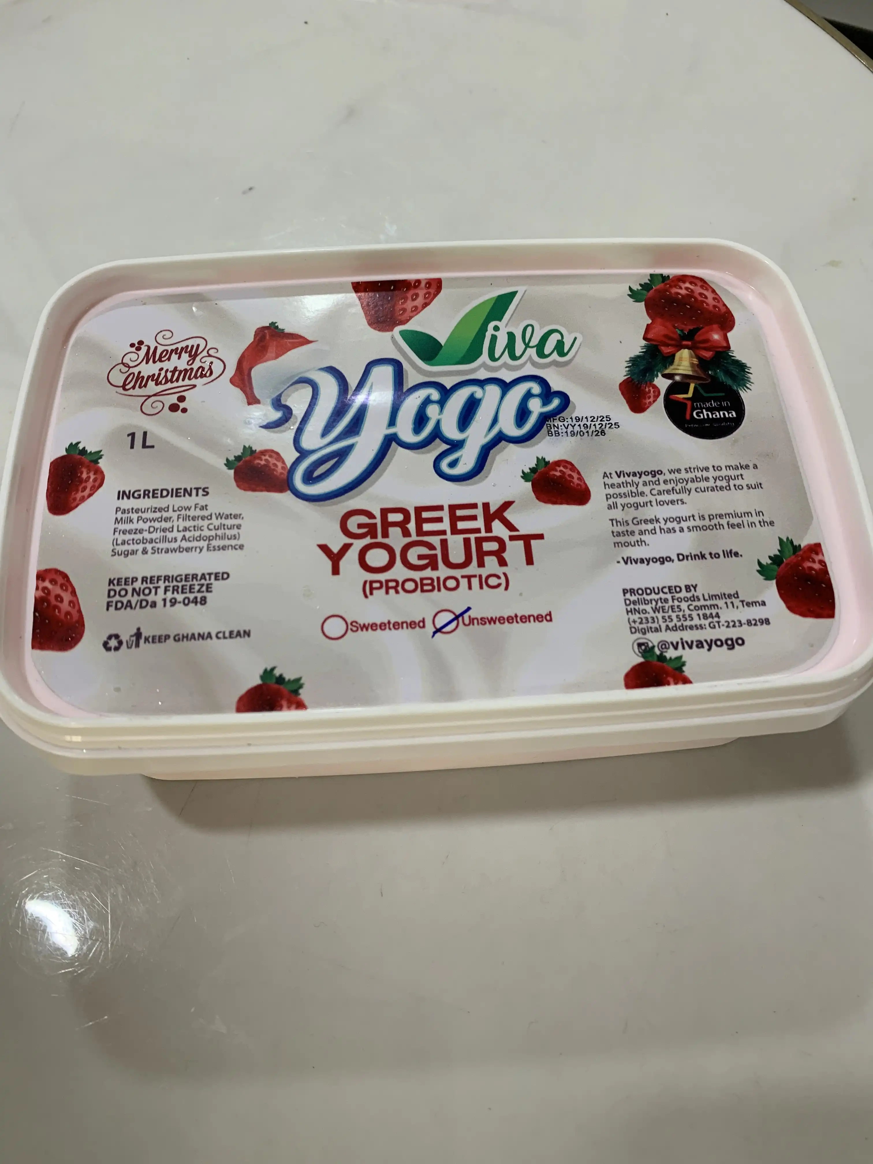 1ltr Greek Yoghurt (Unsweetened) image by Muscly Fitness Shop