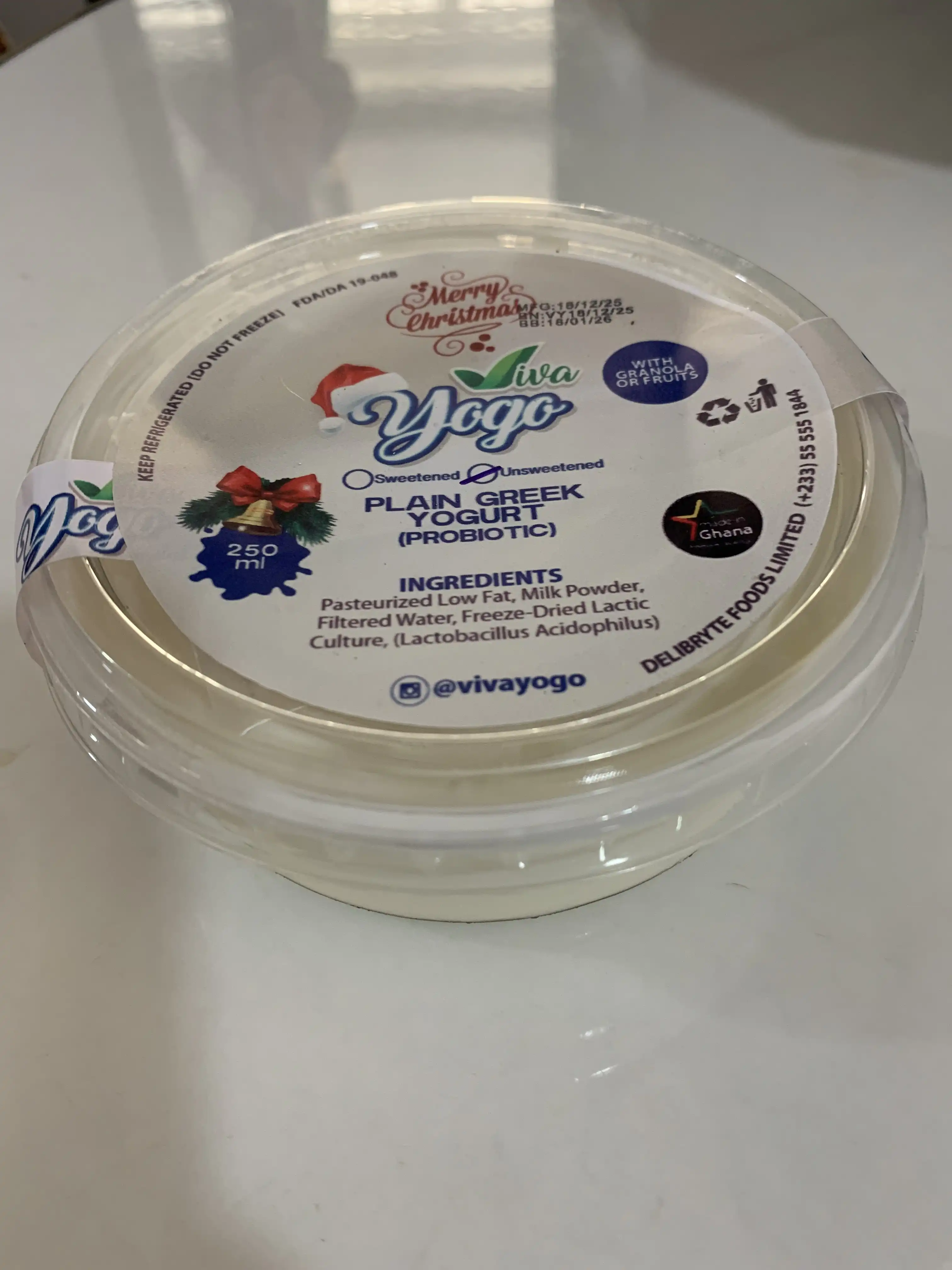 250ml Greek Yoghurt (Unsweetened)-comes with free Granola image by Muscly Fitness Shop