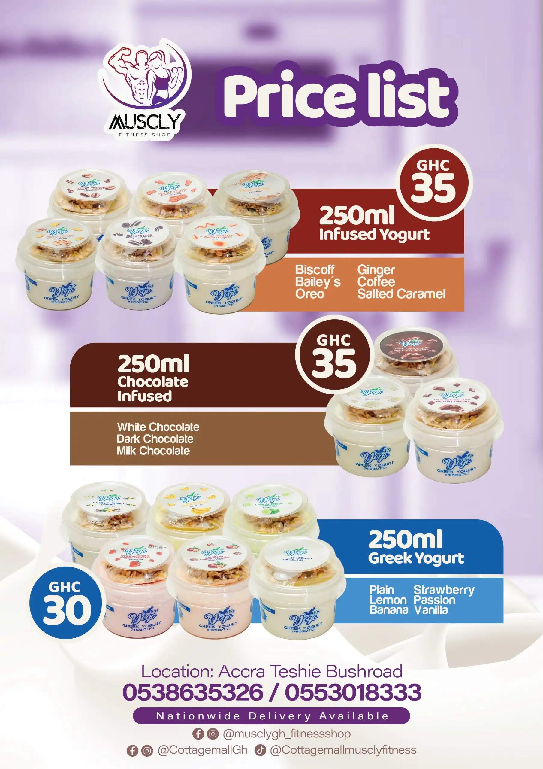 250ml Infused Greek Yoghurt (Sweetened)- comes with free Granola image by Muscly Fitness Shop