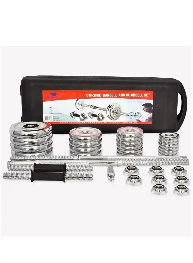 50kg Chrome Dumbbells and Barbell Set image by Muscly Fitness Shop
