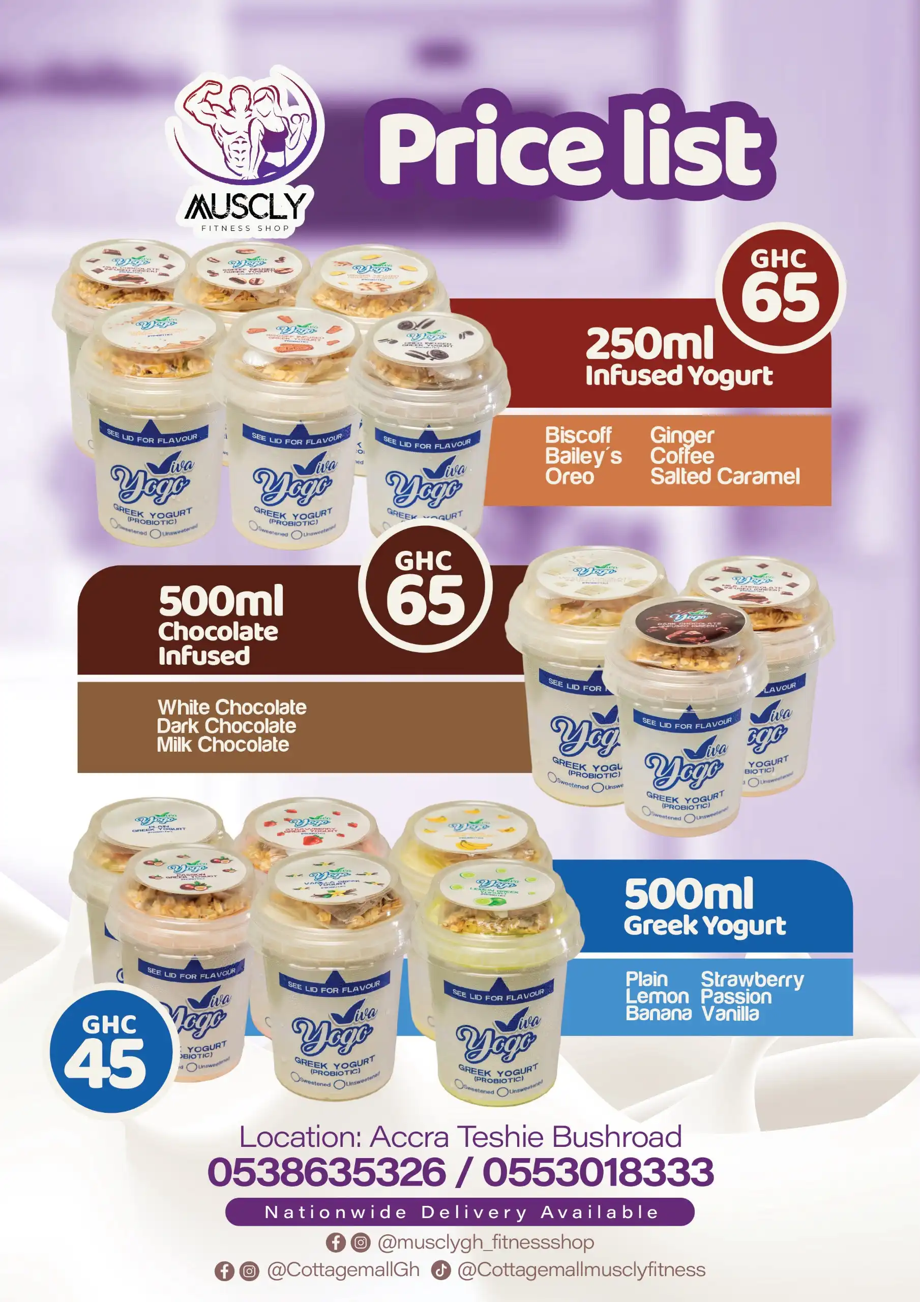 500ml Greek Yoghurt (Unsweetened)-Probiotic image by Muscly Fitness Shop
