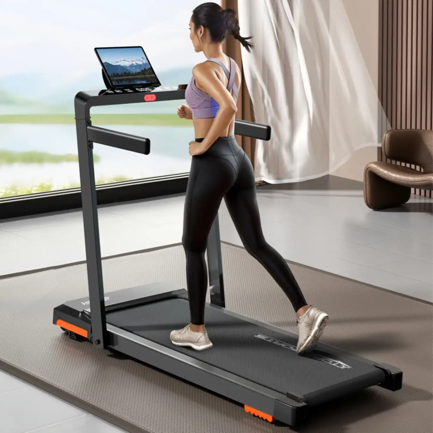 10km/hr Incline Walking Pad with Handle Bar and Armrest &  Mobile App - 120kg Capacity image by Muscly Fitness Shop Ghana 