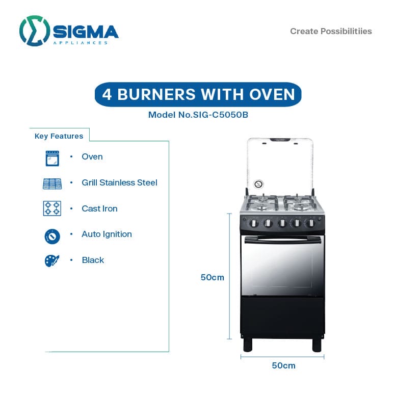 Sigma 4 burner gas cooker with stainless steel cooktop image by Jude verse 20 enterprise
