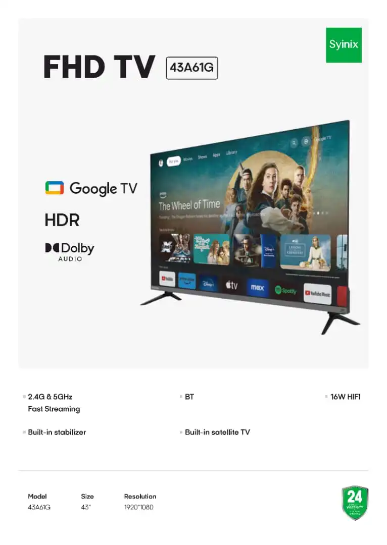 Syinix 43 Google tv image by Jude verse 20 enterprise