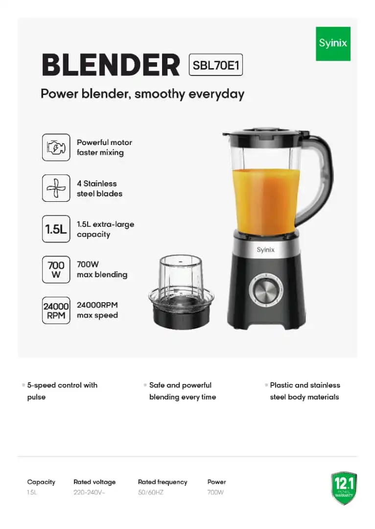 Syinix blender  2in 1 with 700 watts power image by Jude verse 20 enterprise