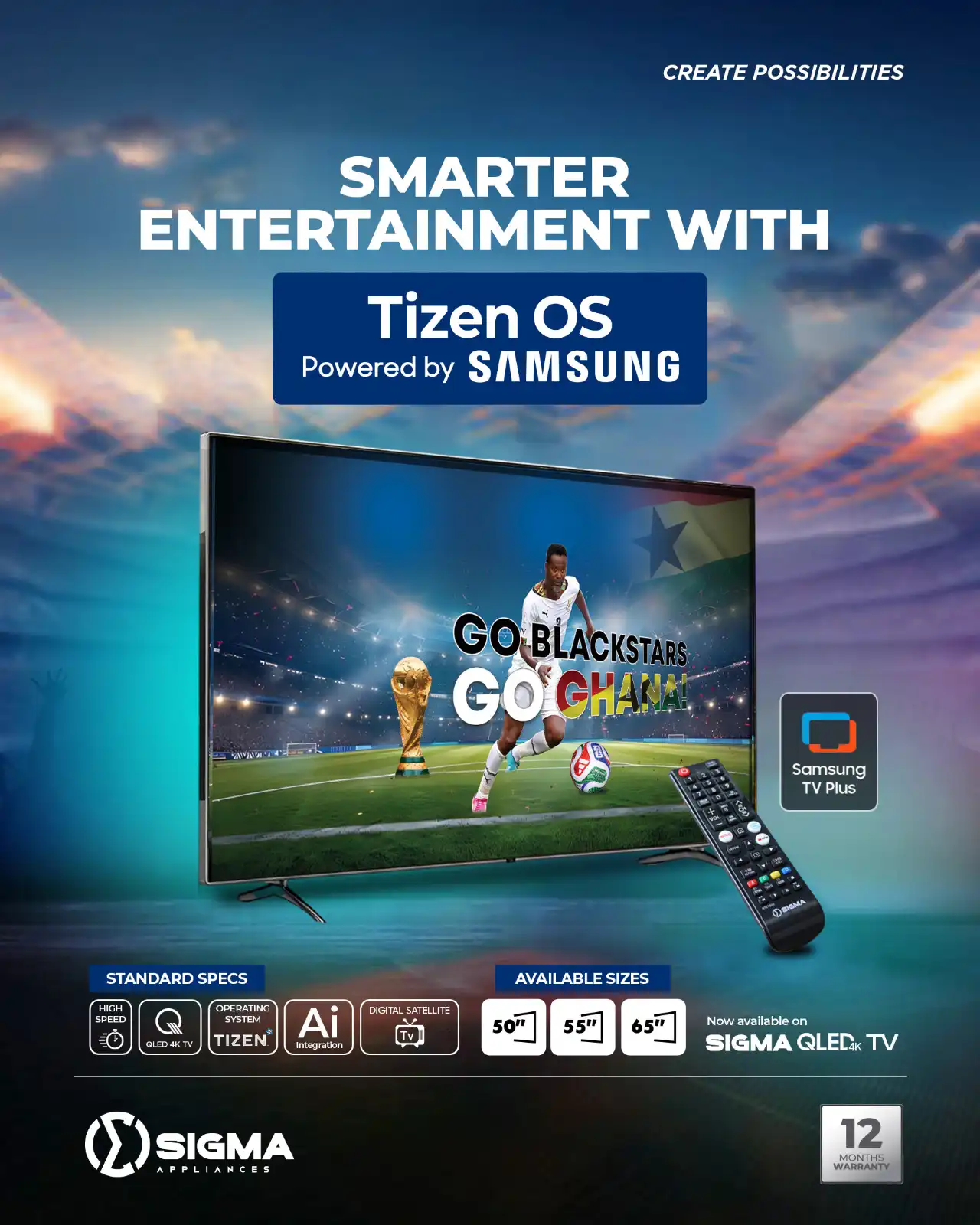 SigmaQled 4k smart tv Tizen Os powered by Samsung image by Jude verse 20 enterprise