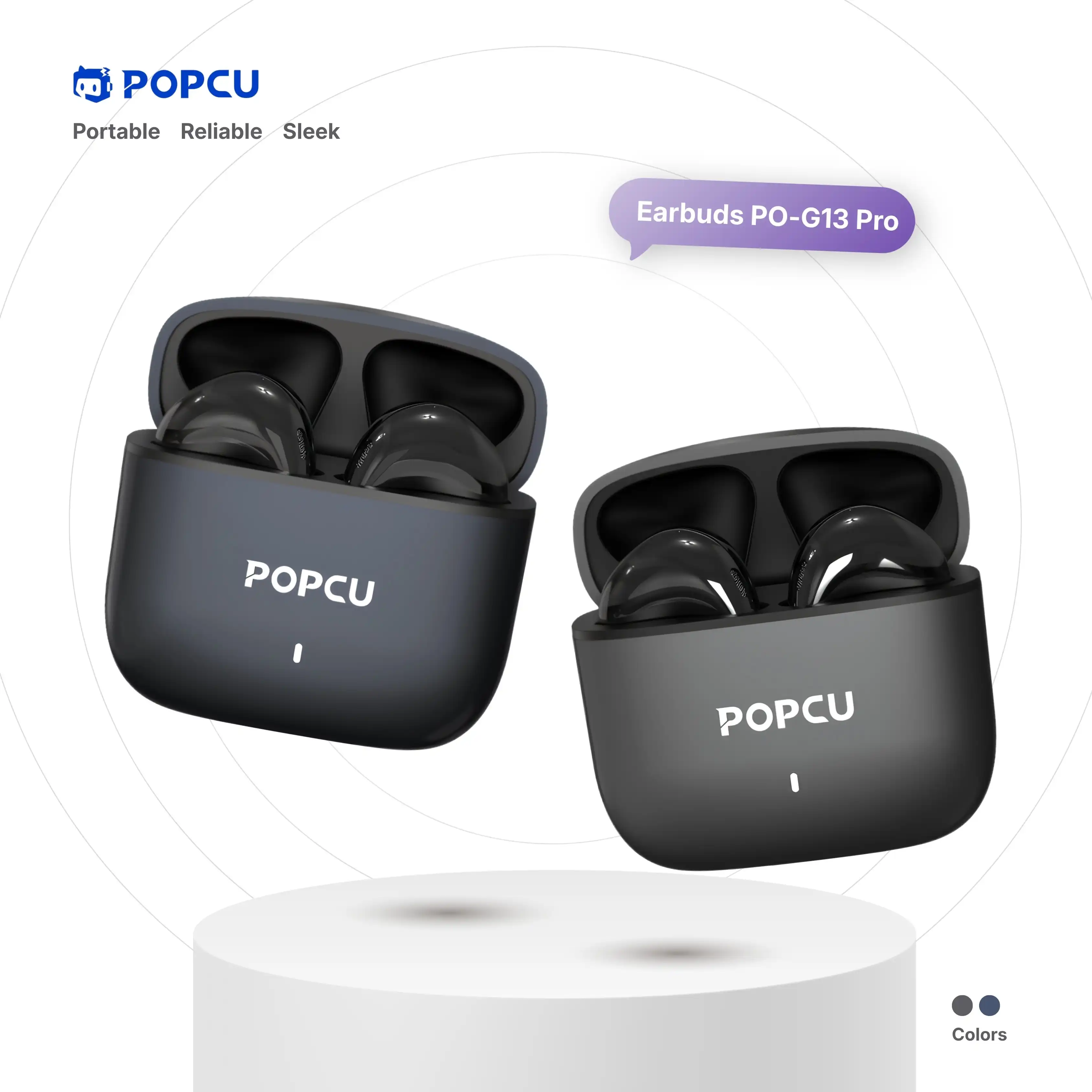 POPCU TWS Semi-ear Wireless Matte Black Earbuds image by POPCU GHANA