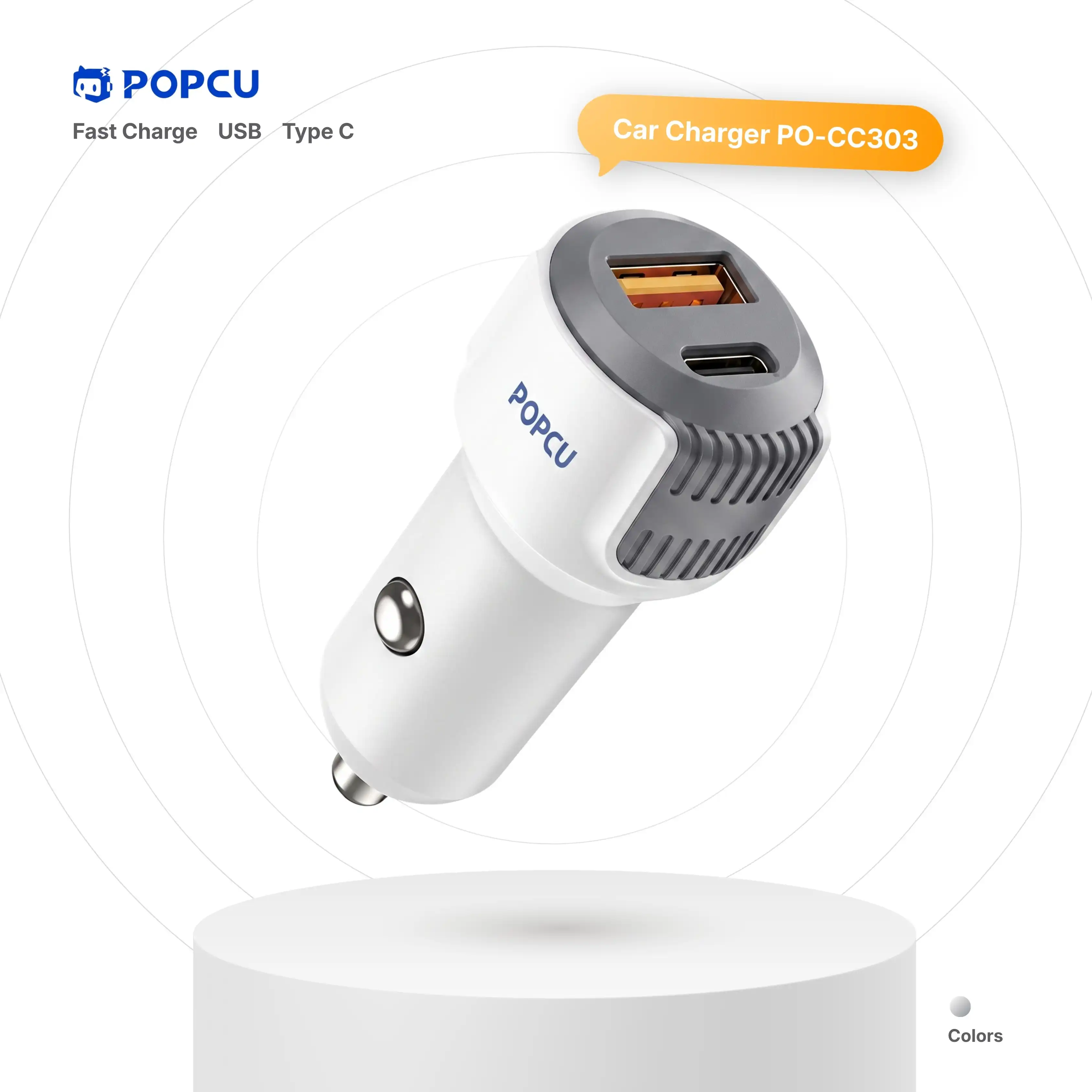 POPCU Smart chip Flash 38W Fast-charging 2-in-1 Car Charger image by POPCU GHANA