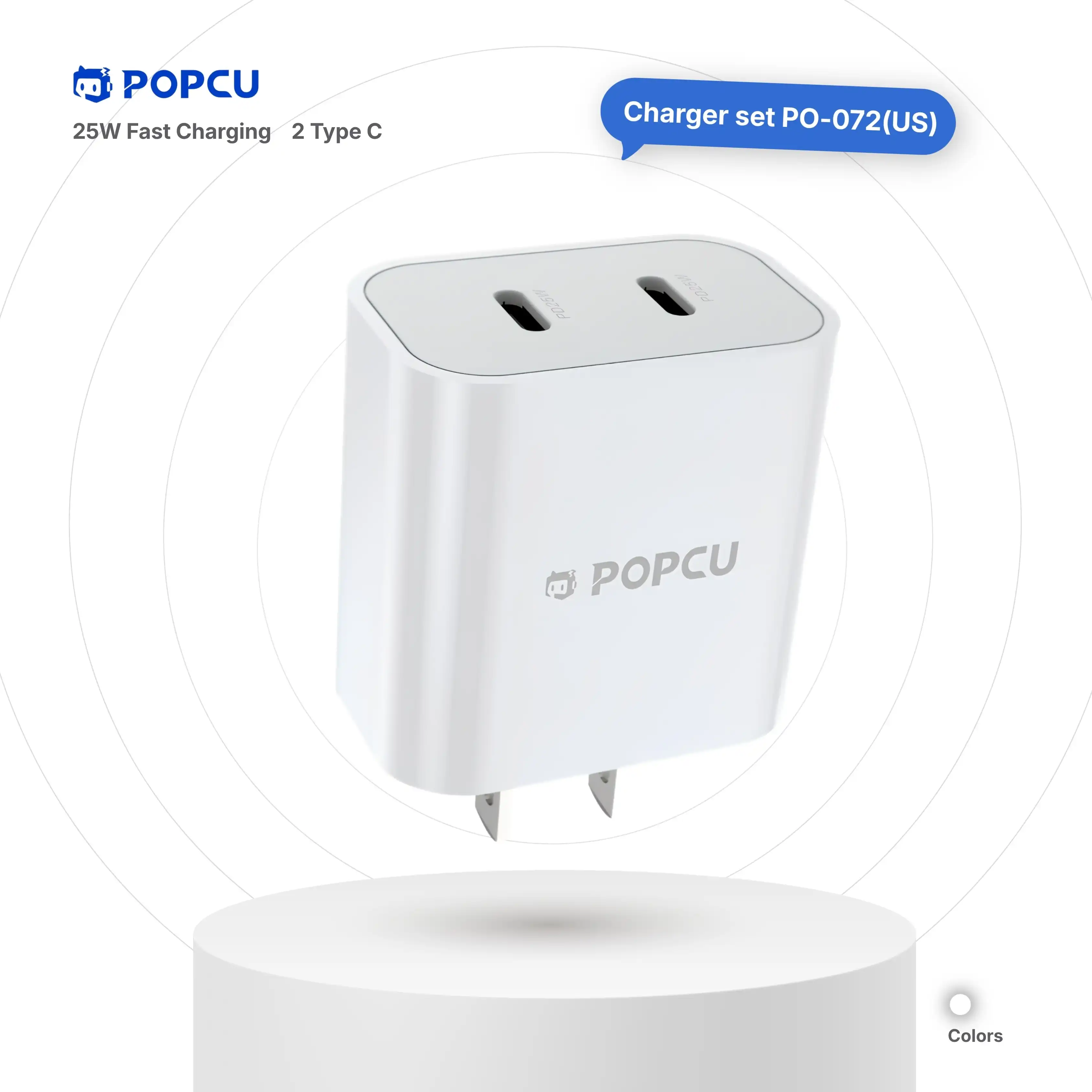 POPCU High-power Fast Charging 25W 2x Type-C Charger Brick Head (US pins) image by POPCU GHANA