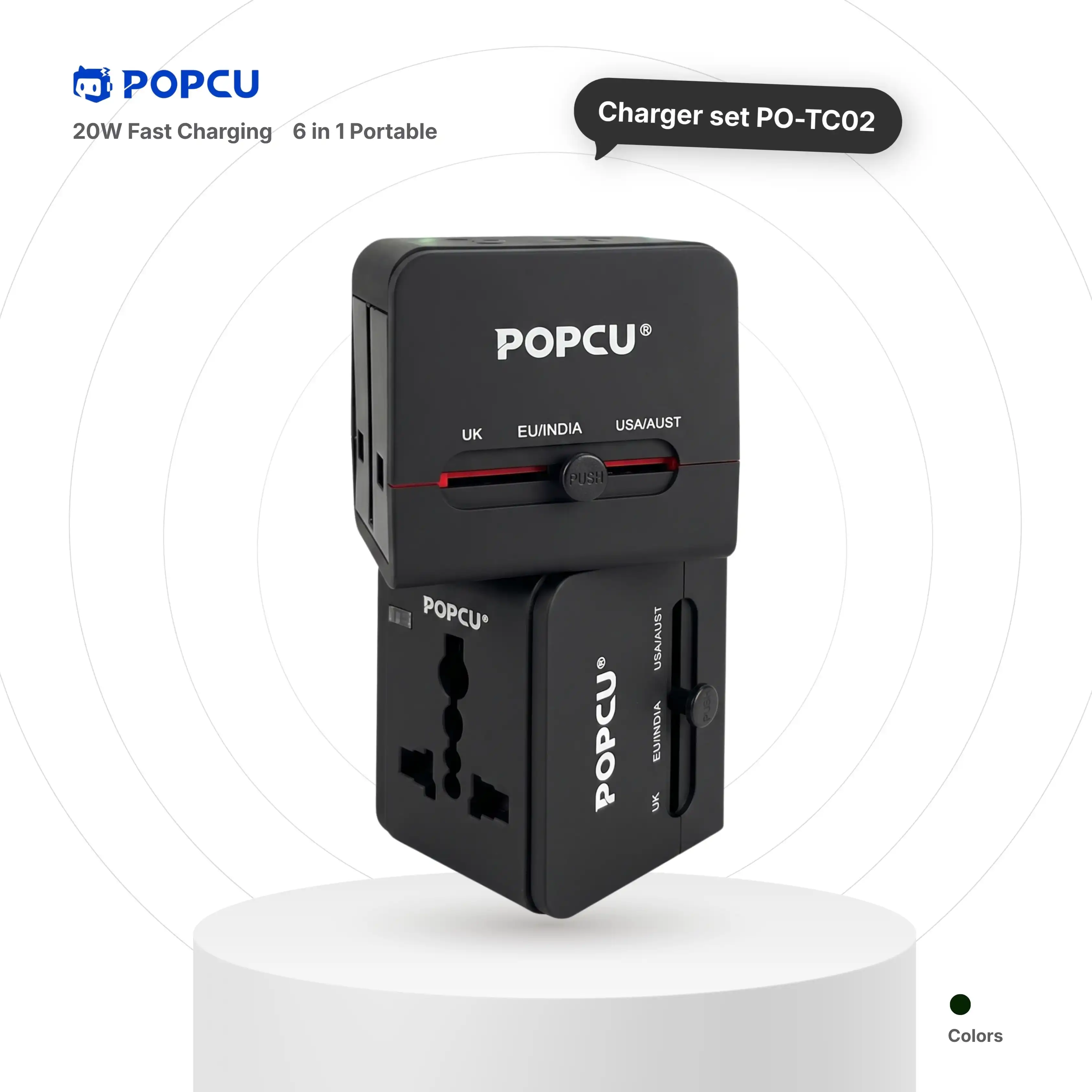 POPCU Fast Charging 20W PD 6-in-1 Travel Portable Charger (with 2x USB A slots) image by POPCU GHANA