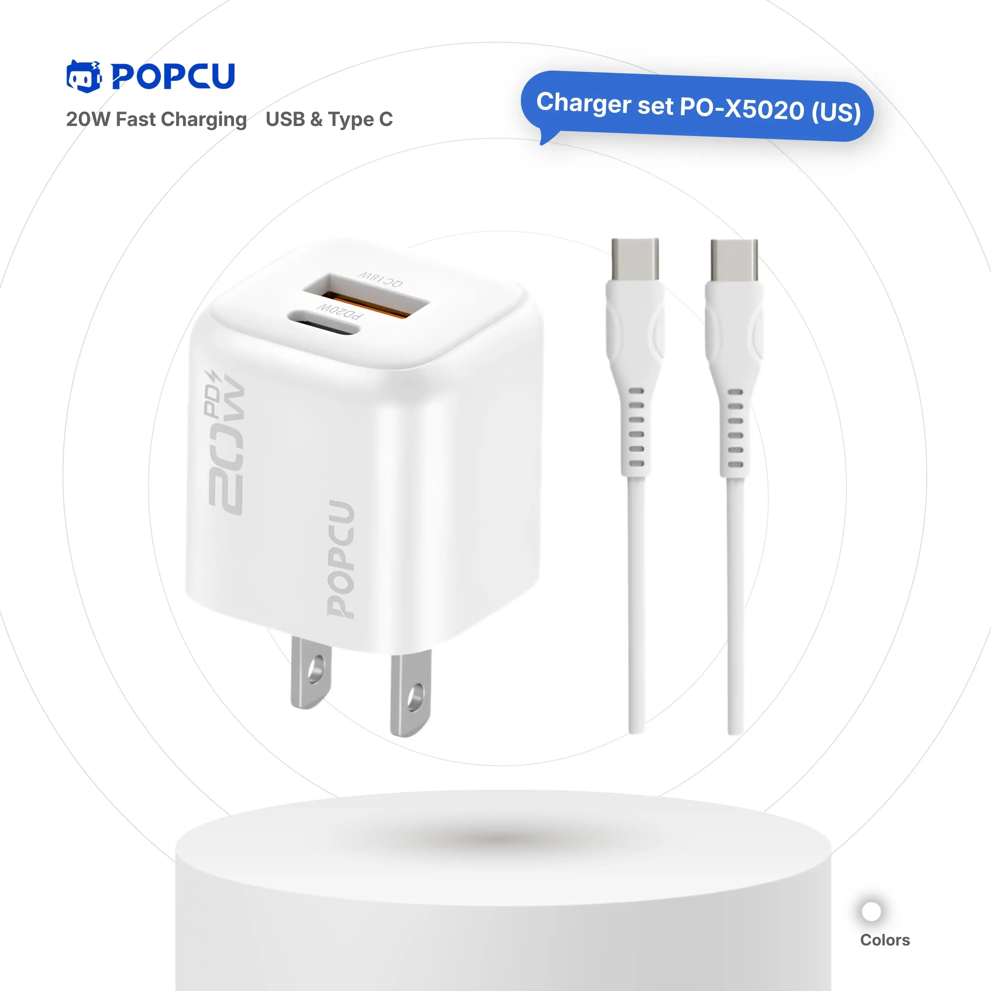 POPCU 20W PD Fast Charging Super Mini Charger Adapter Head (with 60W cable) Set image by POPCU GHANA