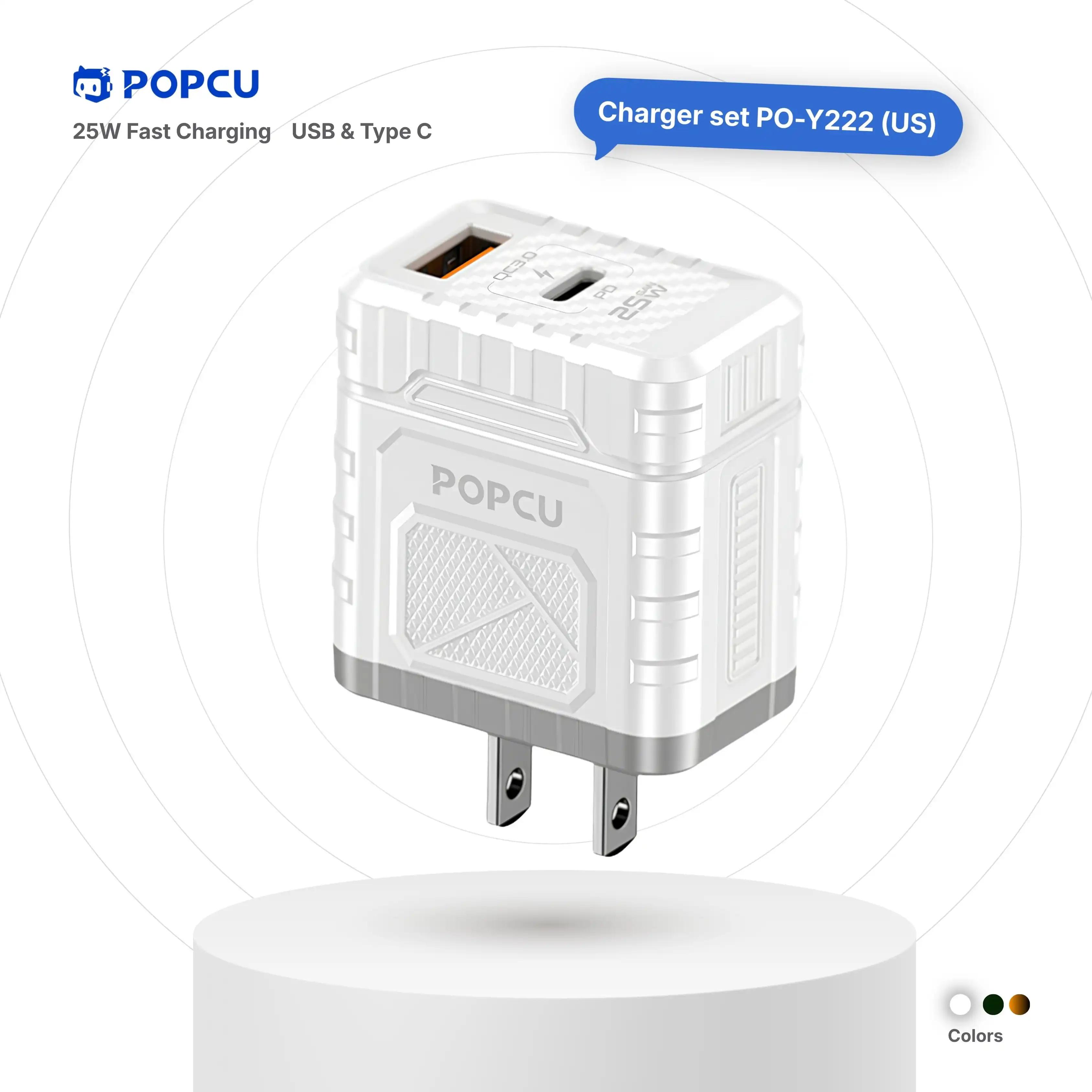 POPCU QC+PD High-speed Charging 25W Solid Power Brick (US) image by POPCU GHANA